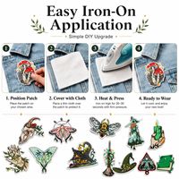 Patch brodé thermocollant en fer pour Halloween, style sorcier, gothique, cottagecore, avec motifs de mites, champignons, crânes, livres de sorts et balais mystiques, vente en gros