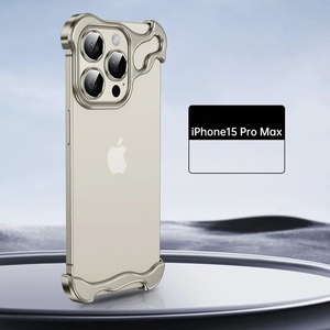 Funda protectora con marco de metal de forma irregular para iPhone 16 Pro Max 15 Plus con cubierta de teléfono móvil con película de lente electrochapada - Product Image 3