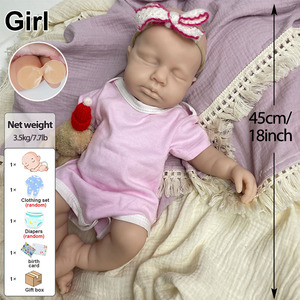 Poupée <span class=keywords><strong>Reborn</strong></span> vierge de 18 pouces en silicone intégral, réaliste, non peinte, avec membres flexibles, pour artistes et créateurs de Reborns, adaptée aux biberons et au bain - Product Image 2