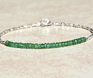 Émeraude Zambienne Rondelle Forme Facettes Argent Lâche Pierres Précieuses Perlé Bracelet Fabrication de Bijoux naturel incroyable qualité - Product Image 3