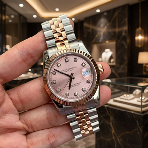 Dayjusts Rose Silver TT Pink Stone Jubilee Custom Grade Diving Stainless Steel 39mm Seikos NH35 Movt 50 Bar Water Resistant - Product Image 3