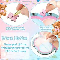 Cadre photo Nicro Ours mignon avec nœud rose et 60 tranches de bois personnalisables pour invités, pour décoration de table de fête prénatale et révélation du sexe
