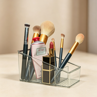 Organisateur de comptoir en acrylique transparent pour cosmétiques, support de rangement multi-compartiments pour pinceaux, rouges à lèvres et parfums