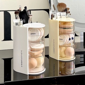 OWNSWING 3-layer <strong>Sponge</strong> Powder Puff Storage Box Layer Rotating Hair Accessories Organizer Box <strong>Makeup</strong> Brush <strong>Holder</strong> - Product Image 1