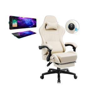 Silla Gamer, Silla de Juego con Masaje, Silla de Carreras, Silla de Juego Moderna de Aluminio con RGB, de Cuero PU Blanco, en Oferta - Product Image 1