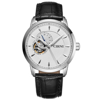 Montre mécanique squelette automatique 24 heures ODM/OEM Cirni, analogique, verre saphir, acier inoxydable, 22 mm, résistance à l'eau 5 ATM