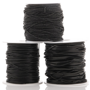 Chaîne en acier inoxydable noire de 2 mm de large, plaquée, pour la fabrication de bijoux DIY - Product Image 4