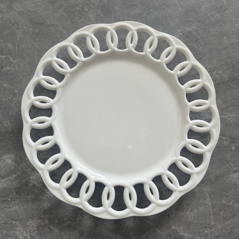 6inch cut out round flat plate-white