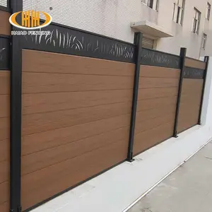 Eco materiale legno nero composito decking alluminio post verticale esterno recinzione wpc