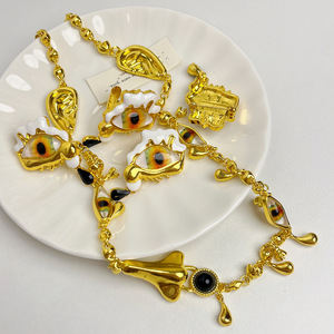 Retro and <strong>Quirky</strong> Personalized Enamel <strong>Earrings</strong> Gold Plated Alloy Featuring Eyes Evil Eye Stud <strong>Earrings</strong> for Women - Product Image 4