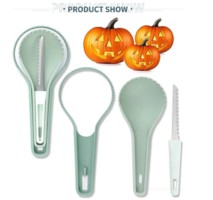 Outil de sculpture de citrouille multifonctionnel pliable 3 en 1 pour la décoration d'Halloween, fournitures de découpe de citrouille, évideur à légumes - Product Image 5