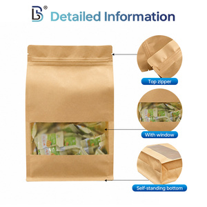 Bolsa de Papel Kraft con Cierre Zip, sin Impresión, de Lebei Packing Stock, con Fondo Cuadrado Plano, Refuerzos Laterales y Ventana - Product Image 3