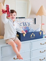 Boîte de rangement brodée pour souvenirs, vêtements de bébé, jouets d'enfants, avec poignée