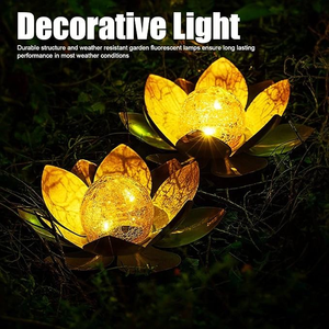 Lámpara de Mesa Solar de Metal Impermeable con Forma de Flor de Loto para Decoración de Jardín al Aire Libre, Iluminación de Patio y Césped - Product Image 4
