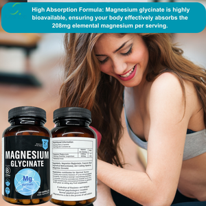 Glicinato de magnesio 208 mg, 120 cápsulas - Suplemento de magnesio de alta absorción para la salud muscular, nerviosa y ósea - Product Image 2