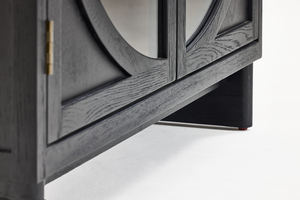 אורן לבן ישן נordic ארון עץ לאחסון ריהוט מודרני יין, ארון שחור אלון דו-דלתי ארון צד שני דלתות - Product Image 5