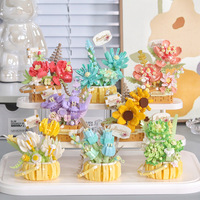 Jouets de construction en briques miniatures compatibles, plantes succulentes mignonnes, jouets de décoration, blocs de construction de plantes succulentes et de fleurs