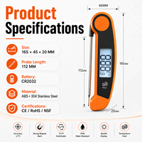 Termometer Daging Digital Lipat dengan Layar Bercahaya Putar dan Probe Suhu Makanan untuk BBQ dan Memanggang