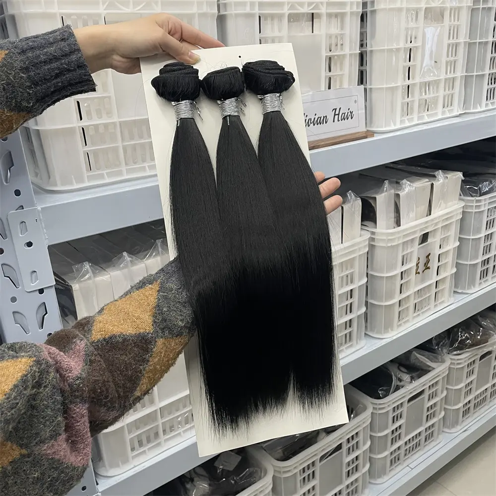 Good quality bone straight synthetic bundle micro bead weft hair extensions straight hair bundles synthetic hair weft extension