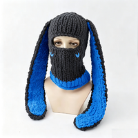Cagoule tricotée personnalisée OEM, couleur au choix, faite main au crochet, avec longues oreilles de lapin, masque facial d'hiver pour le ski