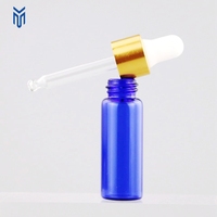 Vente en gros de flacons en verre bleu de 2 ml, 3 ml, 5 ml, flacon pour huile essentielle, flacon pour sérum, mini flacon compte-gouttes en verre bleu