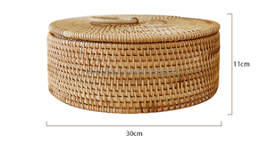 Cesta de Almacenamiento de Ratán Moderna con Tapa, Rectangular/Circular, para Organización Ecológica del Hogar, Escritorio, Refrigerios, Juguetes, Artículos Diversos, Llaves - Product Image 6