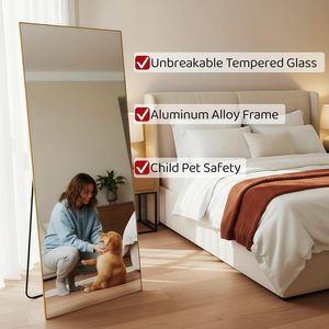 GKMZCGT Full Length <b>Mirror</b> 56x21 Inches <b>Rectangular</b> Aluminum Frame <b>Wall</b> Mountable Tempered Glass Modern Design For Home Use - Product Image 5
