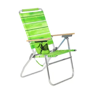Portable lightweight folding aluminum higher off the ground beach chair chair with zippered storage bag