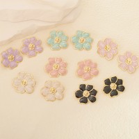 Boucles d'oreilles clous romantiques en émail fleur, plaqué or 18 carats, acier inoxydable, anti-ternissement, hypoallergéniques, bijoux pour femme, cadeau