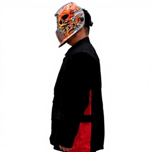 Veste de soudeur en cuir noir et rouge, anti-chaleur, coupe régulière, vêtements de sécurité pour atelier et usine - Product Image 5