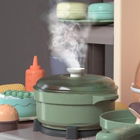 Samtoy 92CM Table de Cuisine Électrique avec Fonction Eau, Son et Lumière, Jouets d'Imitation, Mini Cuisine, Ensemble de Cuisson pour Enfants