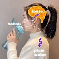 Bouteille d'eau fantaisie de forme ovale en plastique avec des capsules aromatisées aux fruits de qualité supérieure, design extérieur tendance, capsules aromatisées avec différents goûts