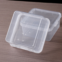 Boîte alimentaire transparente en plastique PP de qualité alimentaire avec couvercles, boîte à emporter avec couvercle rabattable