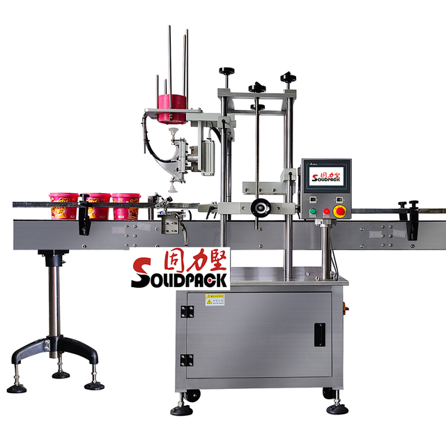 Solidpack Plastic Bottle Cup Box Dustproof Cover Automatic Snacks Lid Press Capping Machine