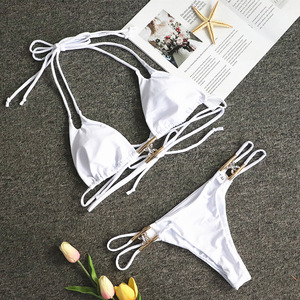 Trajes de baño de cintura alta de lujo Crystal Diamond Color sólido Correa <span class=keywords><strong>Bikini</strong></span> - Product Image 5