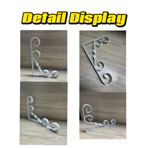 Staffa Triangolare Decorativa in Metallo Stile <span class=keywords><strong>Ferro</strong></span> <span class=keywords><strong>Battuto</strong></span>, Spessore 2,5mm, Verniciata a Polvere Bianca, Supporto da Parete - Product Image 3
