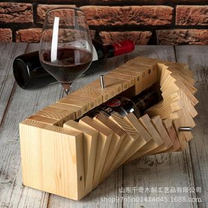 Caja de almacenamiento rectangular de madera para una sola botella de vino, ideal para regalos. - Product Image 2