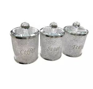 Zilver Crystal Gevuld Thee Koffie Suiker Containers Potten Opslag Diamant Verpletterd Uk