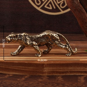 Golden Leopard Brass <b>Ornament</b> Tabletop Home Decoration Collectible Gift - Product Image 4