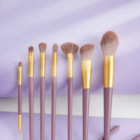 Ensemble de 9 pinceaux de maquillage professionnels pour le visage, couleur violet doux, avec logo personnalisé, poils synthétiques doux et durables, manche en plastique