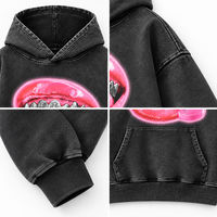 Sweat-shirt à capuche oversize délavé à l'acide avec imprimé graphique Sugar Lips, 100% coton, 400 GSM, épais, unisexe, streetwear