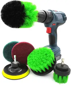 Electric Drill Brush 6-Piece Electric Nylon Hexagonal Electric Drill Cleaning Green Brush Head is Suitable for Bathroom Kitchen