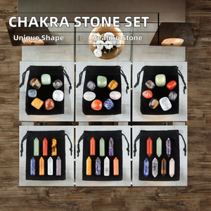 Natural Seven Chakra Tumbled <b>Set</b> Polished Semi-Precious <b>Crystals</b> Healing Gemstone Pendant for Necklace DIY Craft - Product Image 2