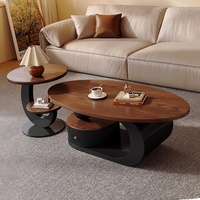 Table basse en forme de croissant en noyer, style luxe léger haut de gamme, pour petit appartement, salon, usage domestique, design vintage français