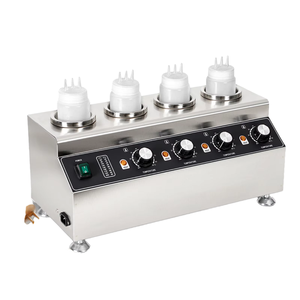 Commercial Stainless Steel 4-Hole Electric <b>Sauce</b> Warmer with Temperature Control for Chocolate and Condiment Heating - Product Image 1