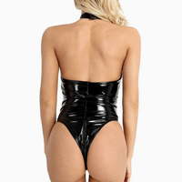 Nuevo Catsuit Zentai de Cuero Sintético Brillante, Estilo Europeo y Americano, Ajustado y Sexy, con Tirantes y Diseño que Realza la Figura, Uniforme Sensual