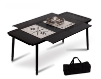 Table pliante portable moderne IGT en aluminium noir et argent pour camping et pique-nique en plein air