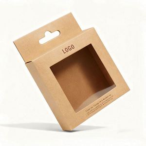 Wholesale Factory Direct Nature Paper Hanger <b>Boxes</b> for Electronics Product Packaging With <b>Clear</b> Window - Product Image 1