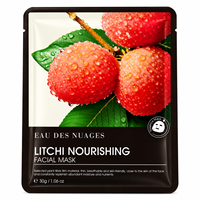 EAU DES NUAGES Masque facial hydratant à la noix de coco, Masque coréen en tissu, Marque privée Logo personnalisé OEM, Nourrissant Apaisant Raffermissant 30g