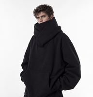 Blouson utilitaire streetwear style américain, sweat-shirt polaire à capuche col montant, unisexe, design de niche, coupe oversize, couleur unie, printemps